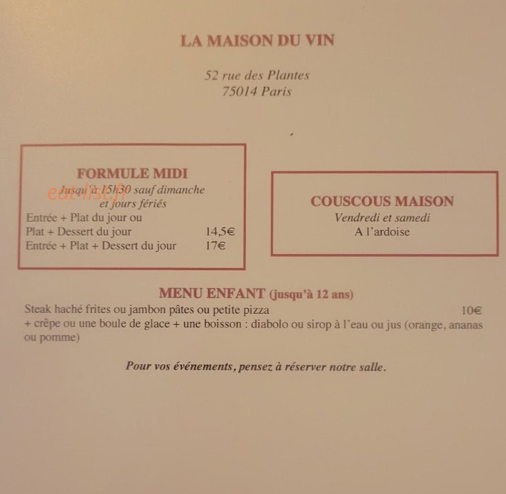 La maison du vin — carte page 2