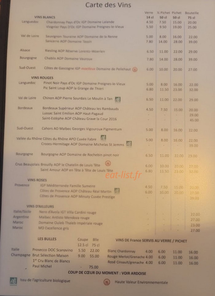 La maison du vin — carte page 4