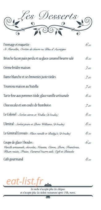 La Vache Au Comptoir — carte page 5