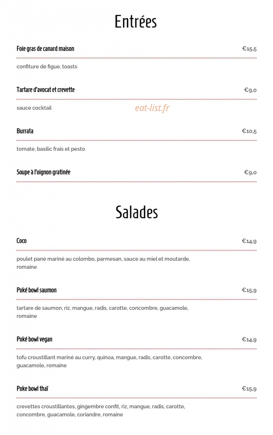 Le Café du Rendez-vous — carte page 1