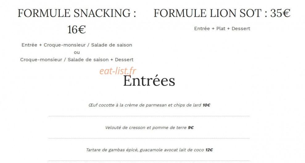 Le Lion Sot — carte page 1