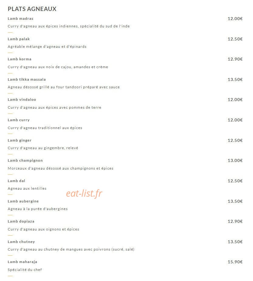 Le Maharaja — carte page 6