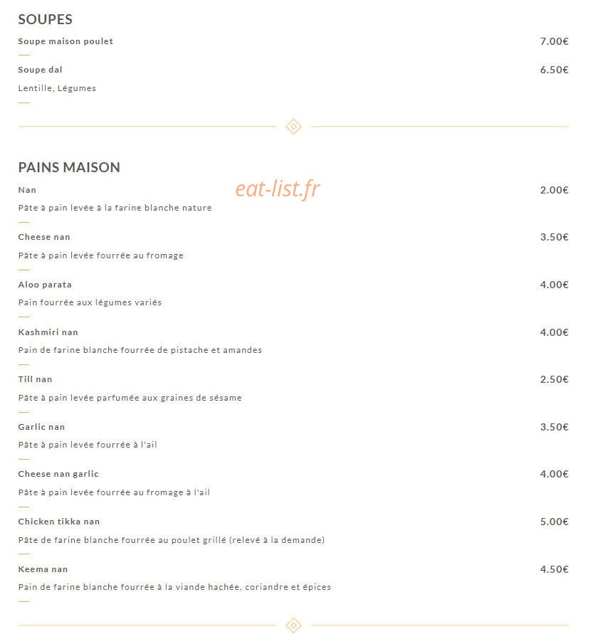 Le Maharaja — carte page 3
