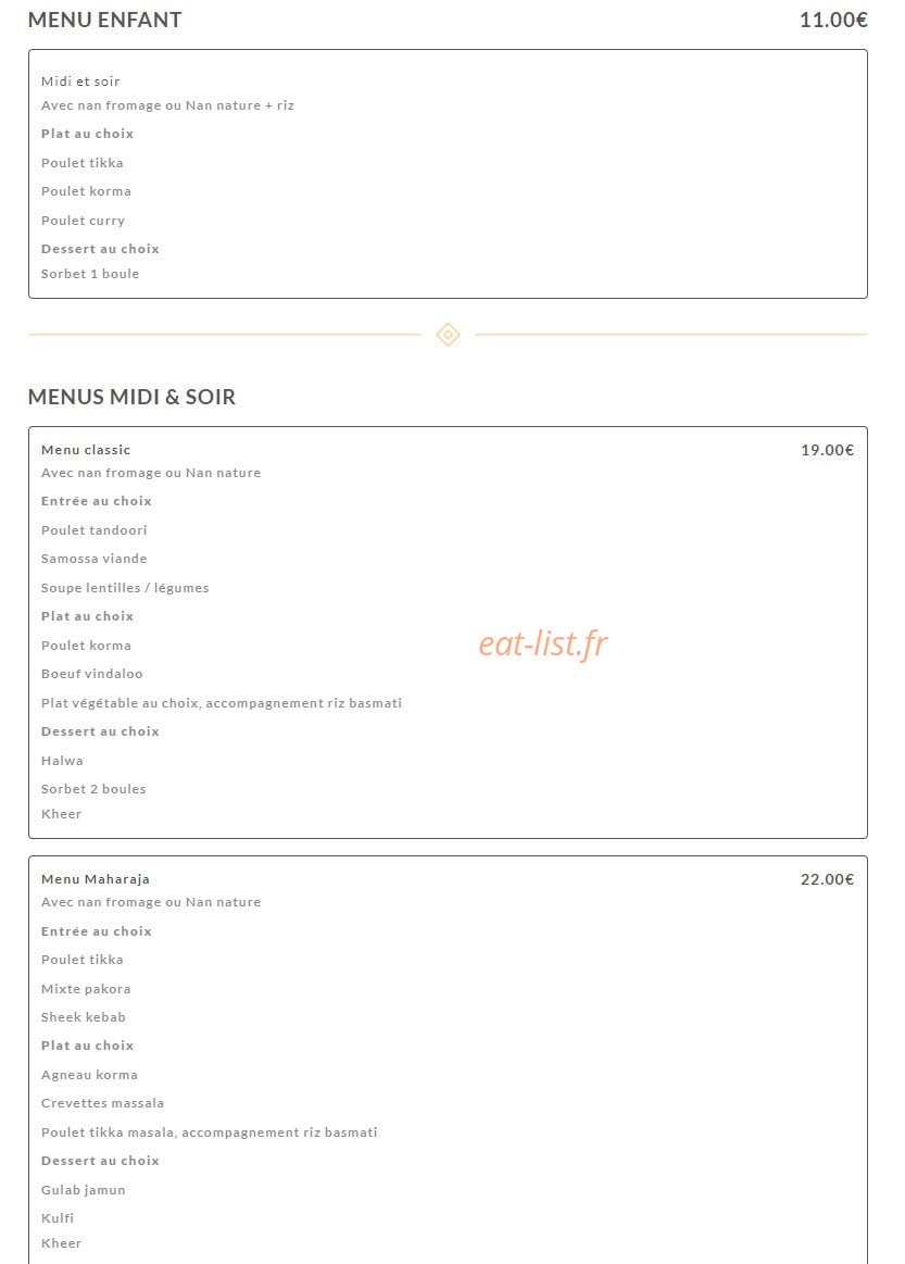 Le Maharaja — carte page 12