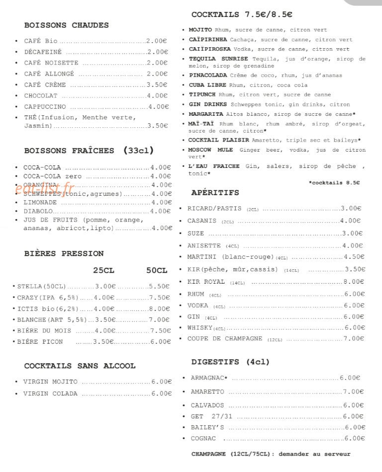 Le Petit Plaisir — carte page 2