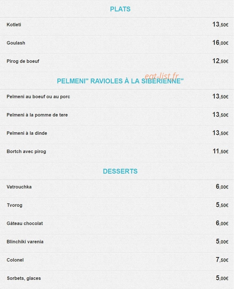 Le Zakouski — carte page 2