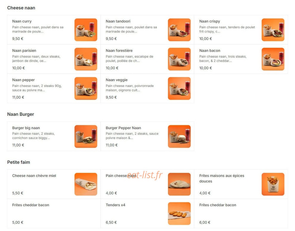 Maître naan — carte page 1
