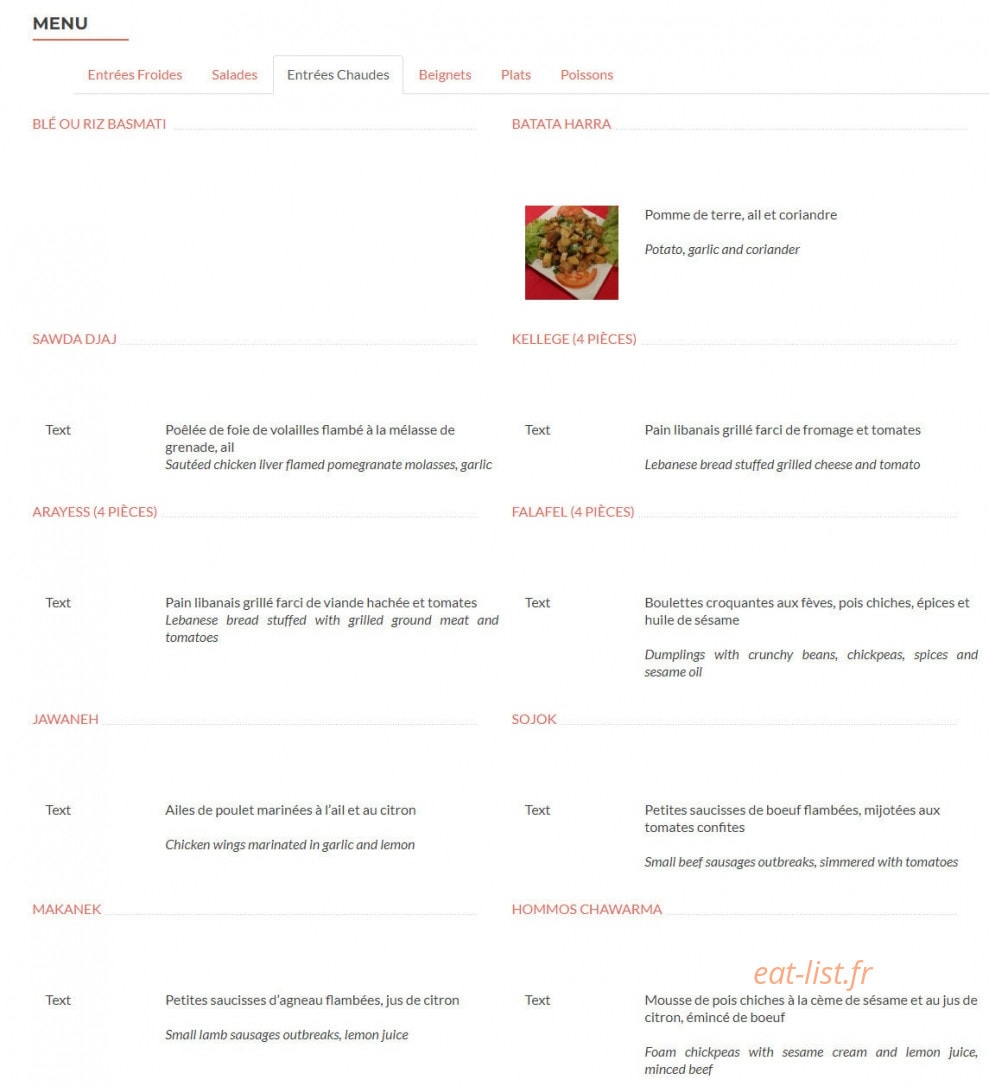 Mezze de Beyrouth — carte page 3