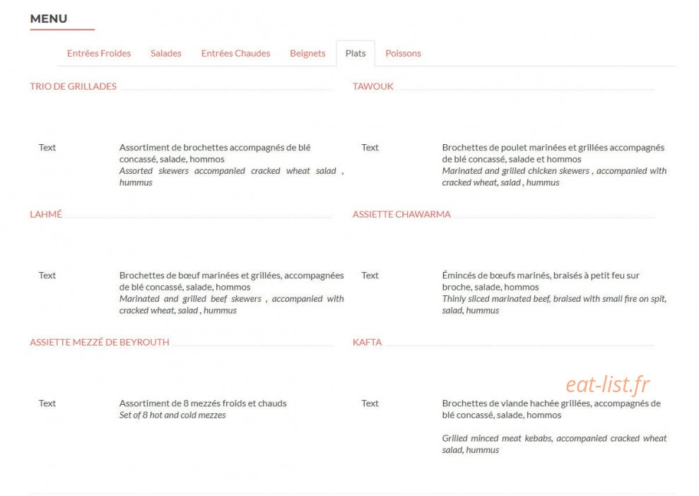 Mezze de Beyrouth — carte page 5