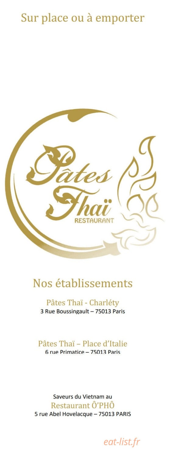 Pad Thai — carte page 1
