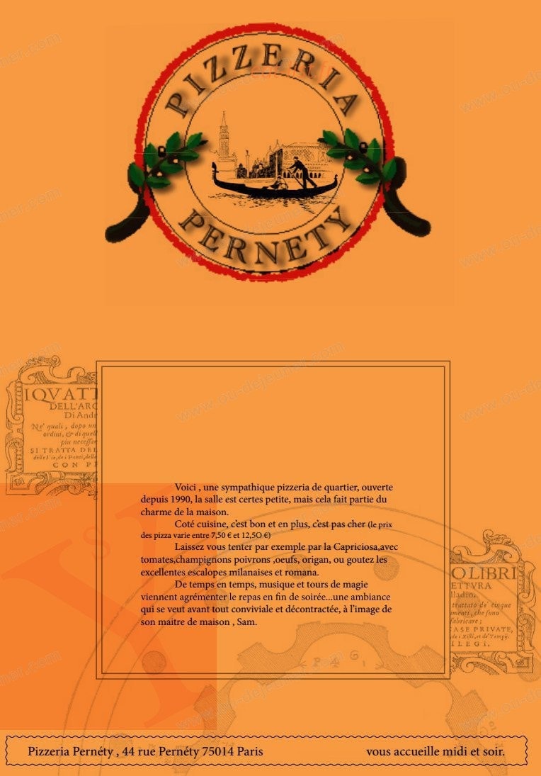 Pizza Pernety — carte page 1