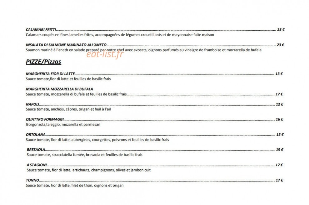 Pizzamore Paris — carte page 2