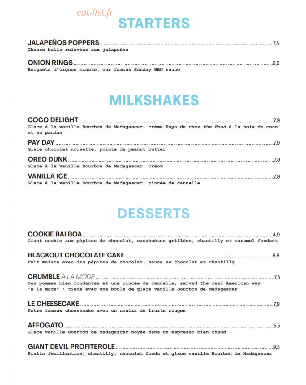 Pny Burger — carte page 2