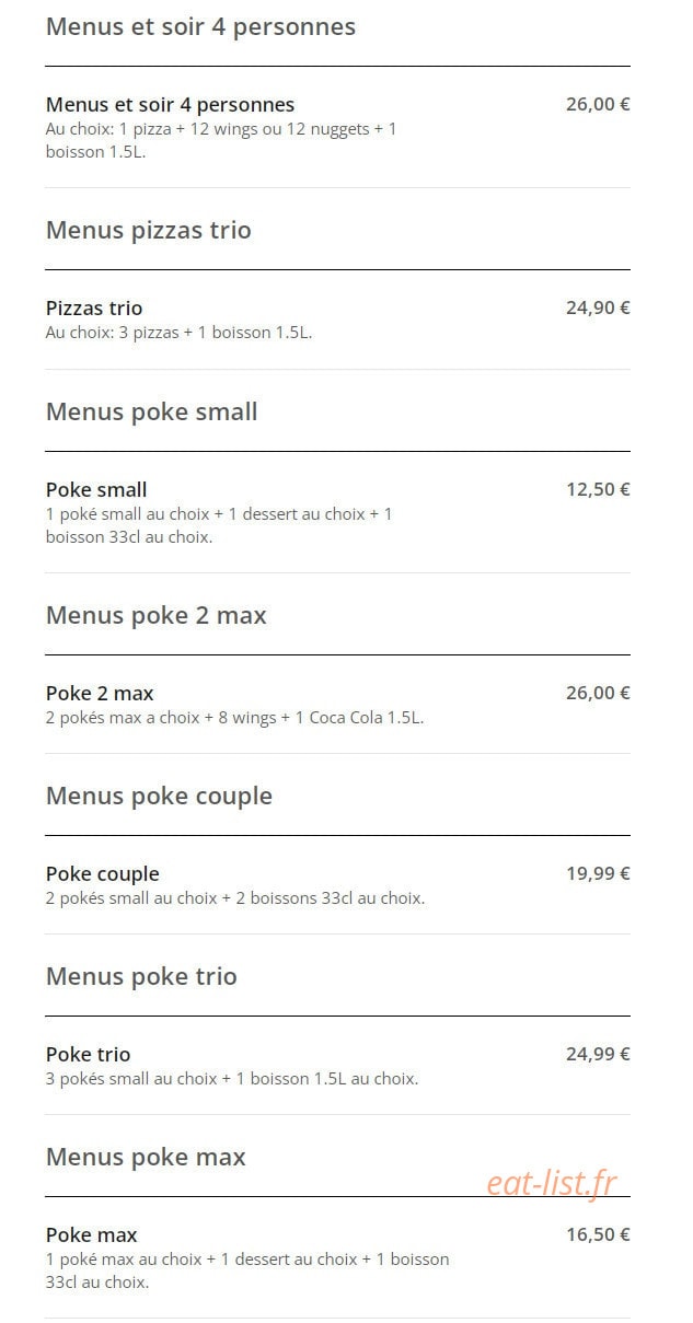 Poke bowl & pizza — carte page 2