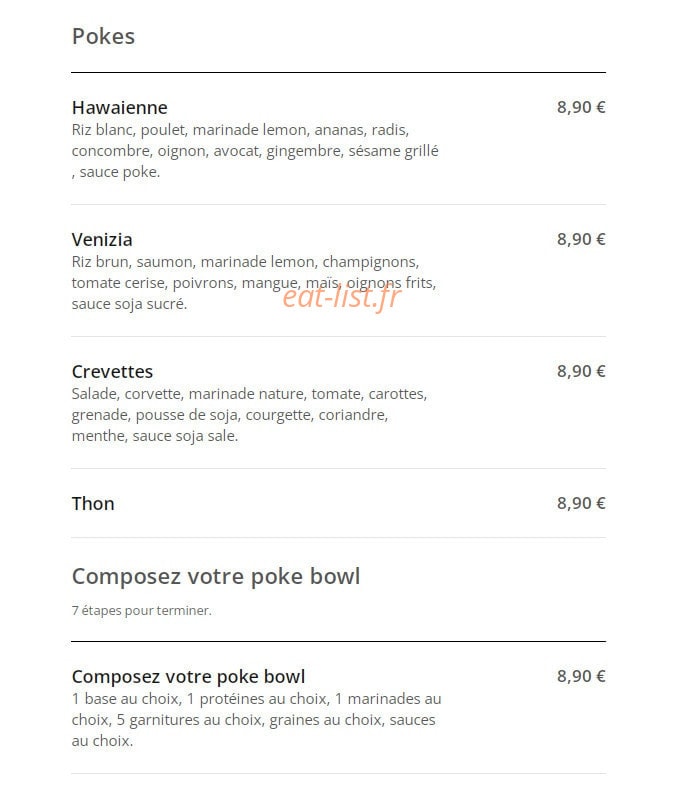 Poke bowl & pizza — carte page 4
