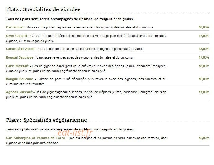 Restaurant Ile De la Réunion — carte page 6