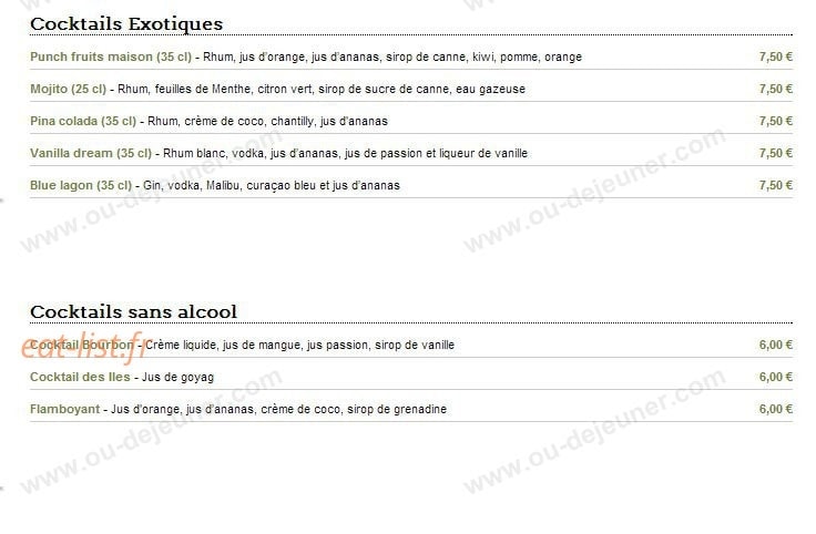 Restaurant Ile De la Réunion — carte page 2