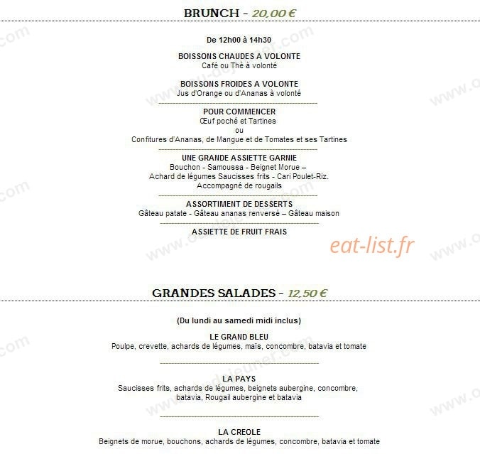 Restaurant Ile De la Réunion — carte page 12