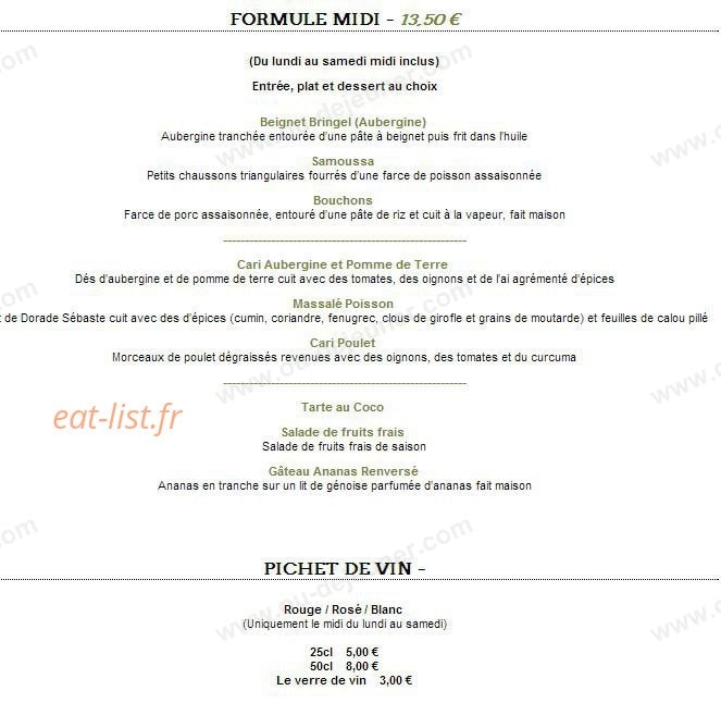Restaurant Ile De la Réunion — carte page 13