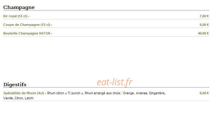 Restaurant Ile De la Réunion — carte page 10