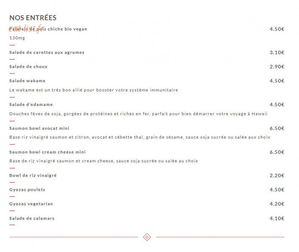 Resto Frais — carte page 1