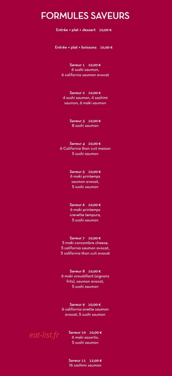 Saveurs Zen — carte page 2