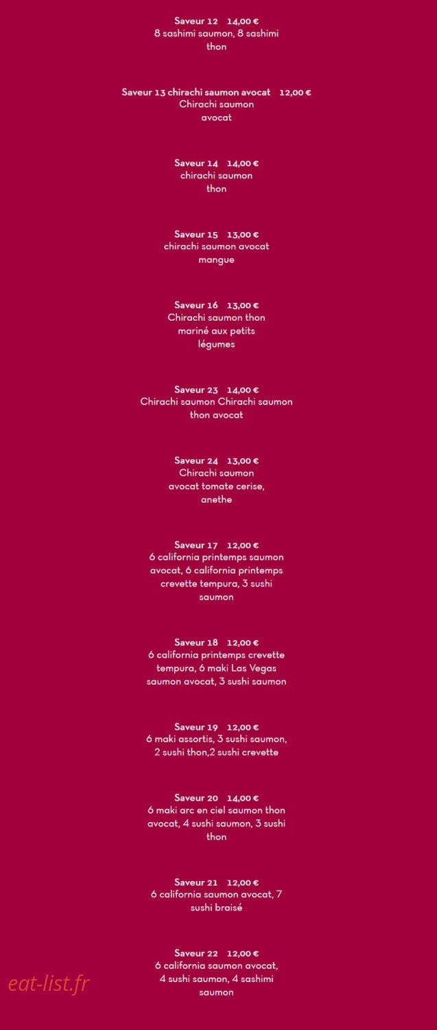 Saveurs Zen — carte page 3