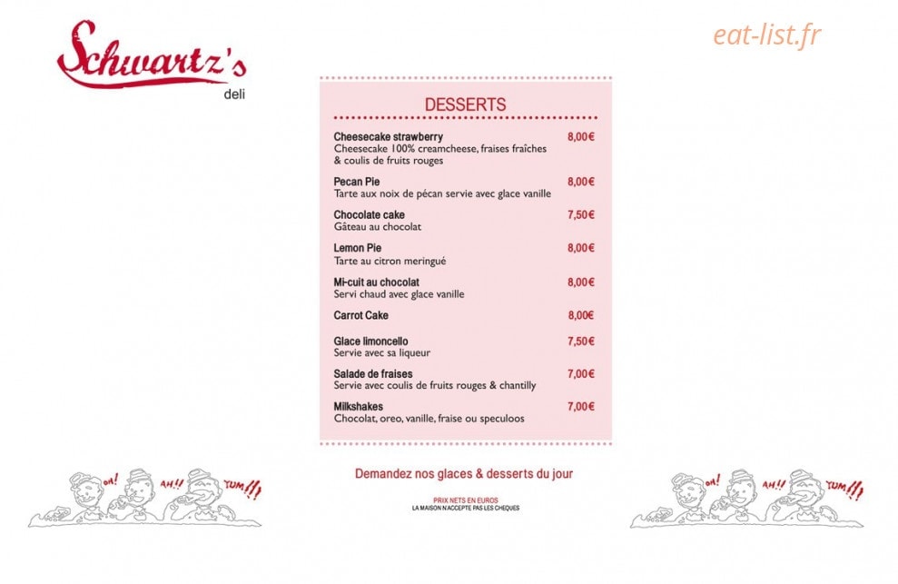 Schwartz's Deli — carte page 3