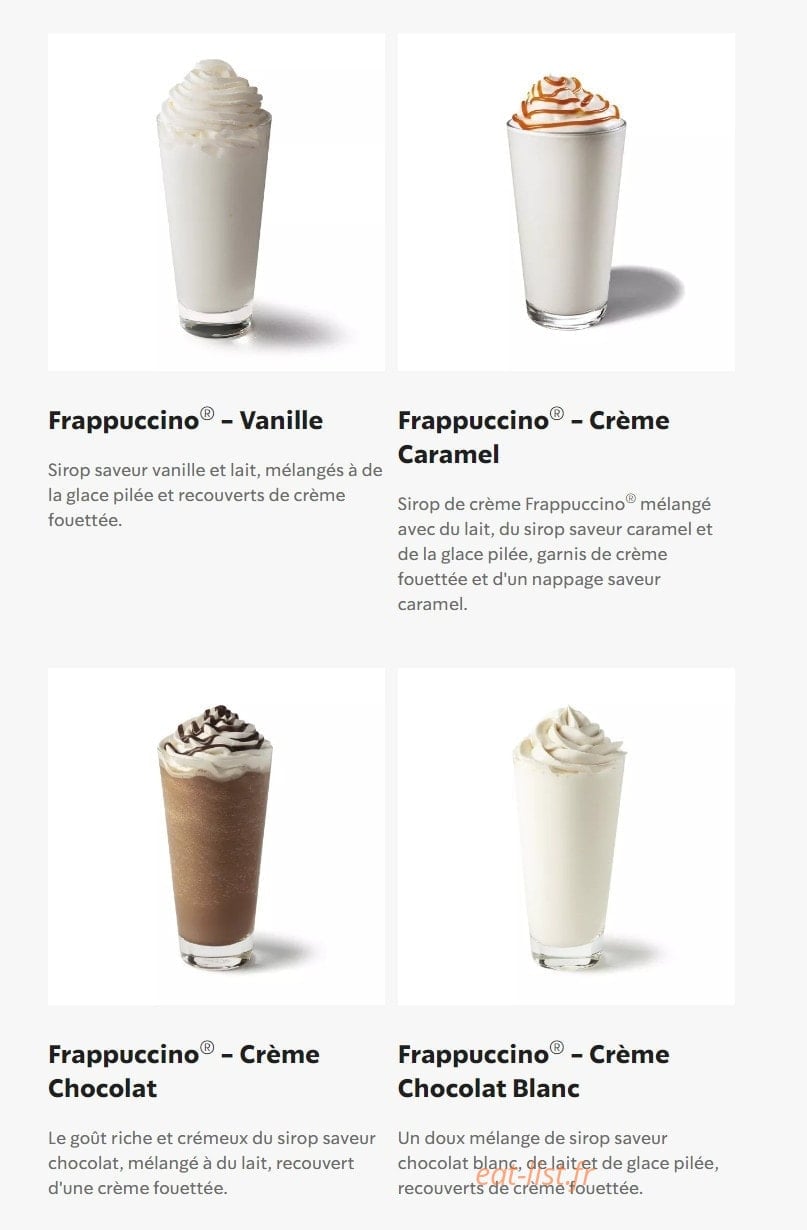 Starbucks Coffee — carte page 25