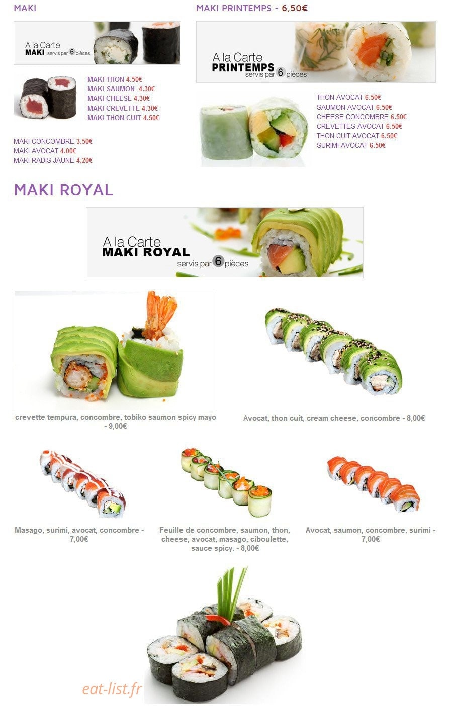 Sushi 30 — carte page 2