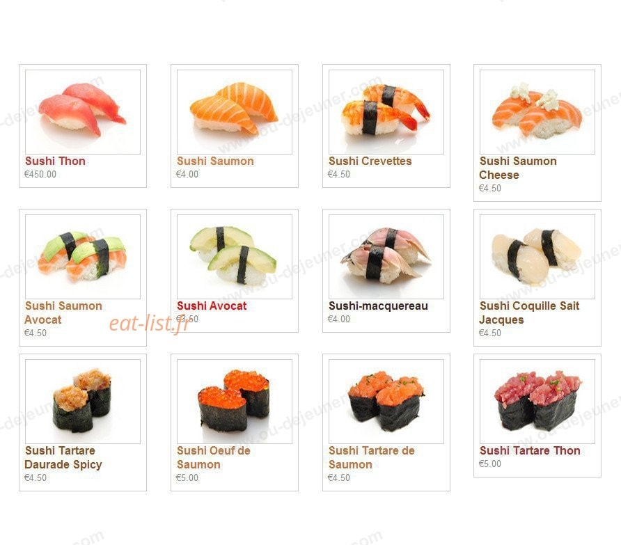 Sushi 30 — carte page 1