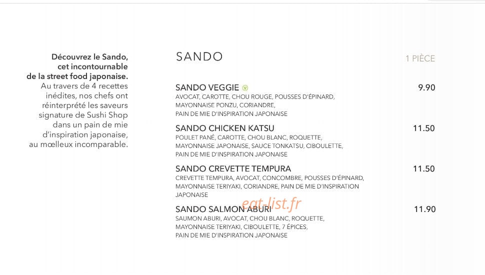 Sushi Shop — carte page 15