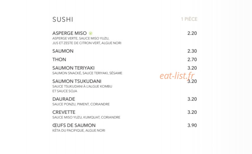 Sushi Shop — carte page 19