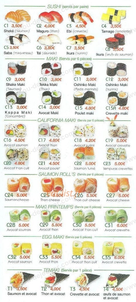 Takara sushi — carte page 7