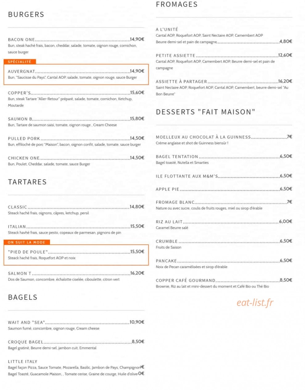 The Copper Pub — carte page 2