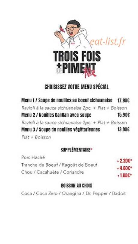 Trois Fois plus de Piment — carte page 1