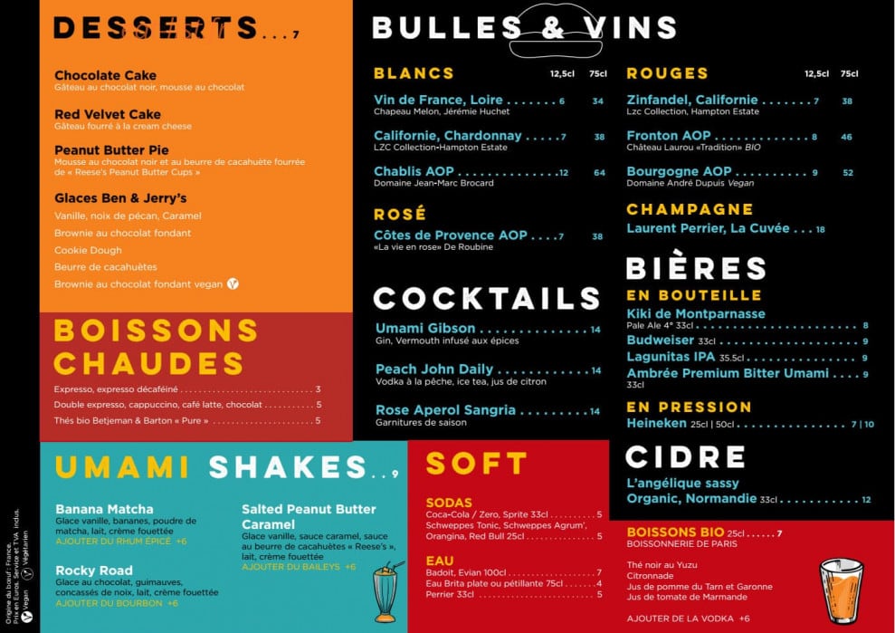 Umami Burger — carte page 2