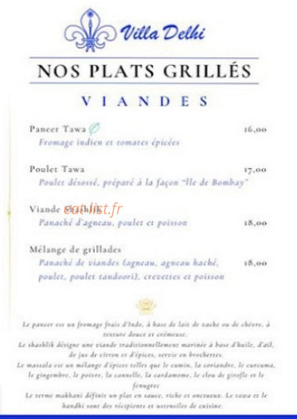 Villa Delhi — carte page 2