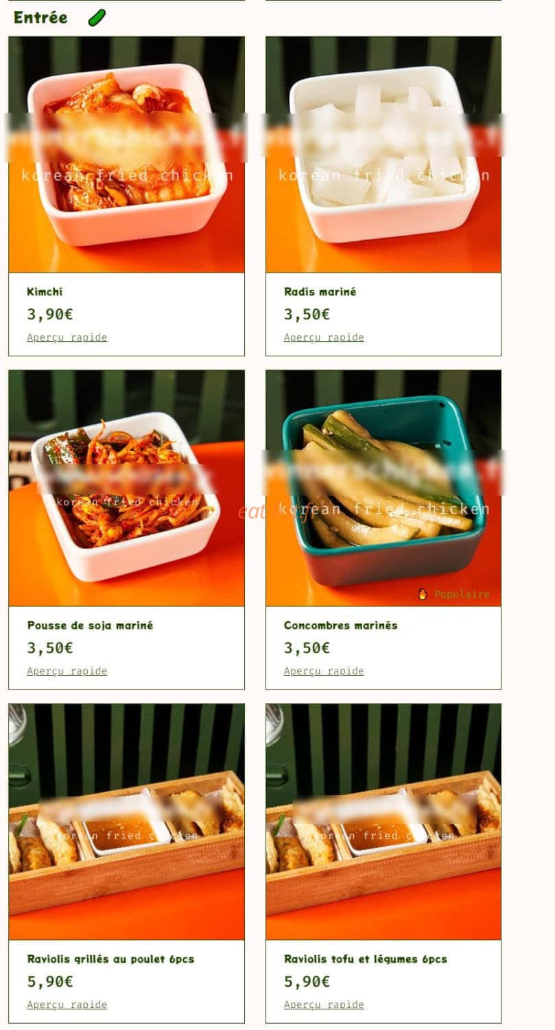 Winner's Chicken — carte page 11