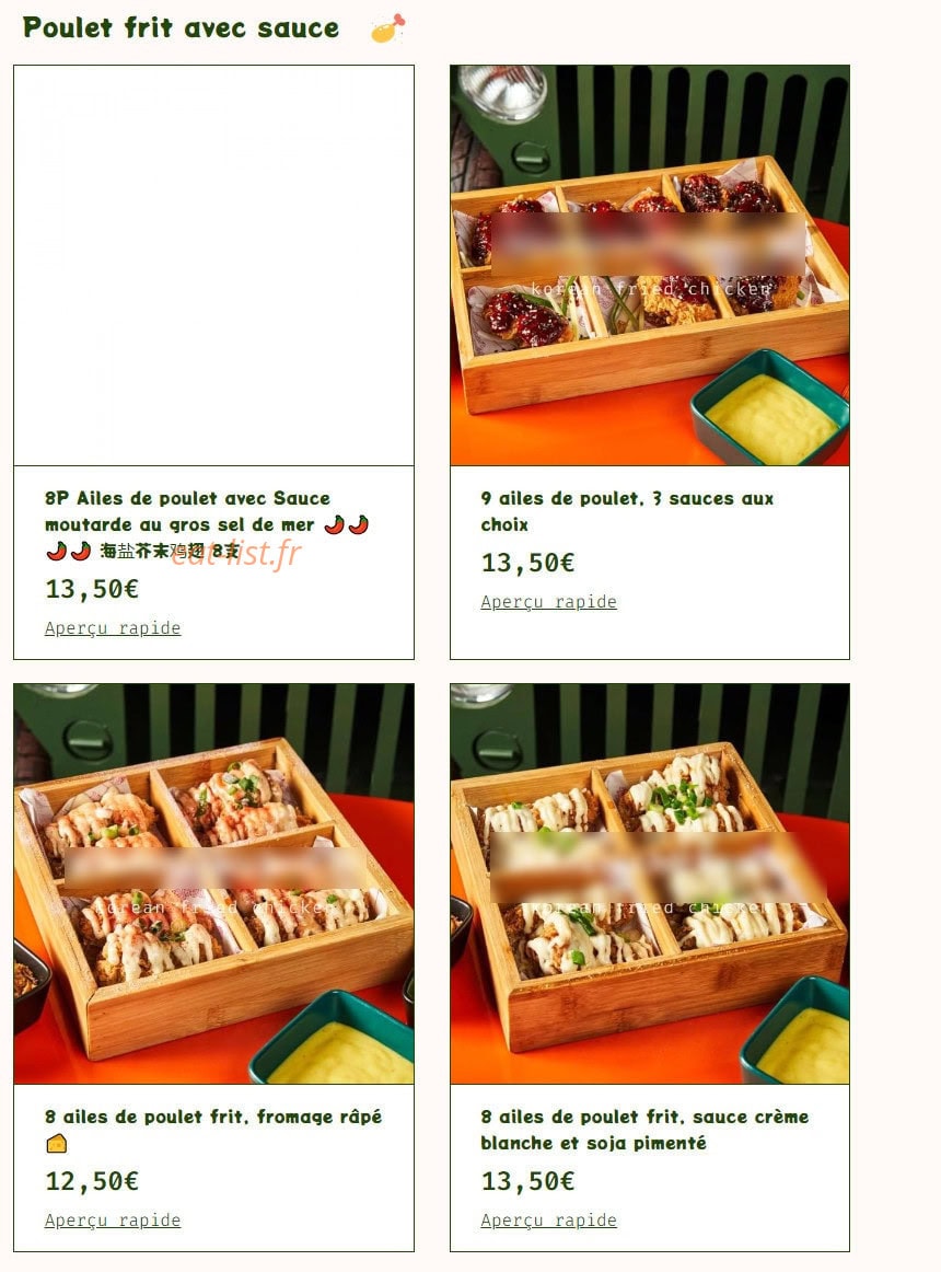Winner's Chicken — carte page 4