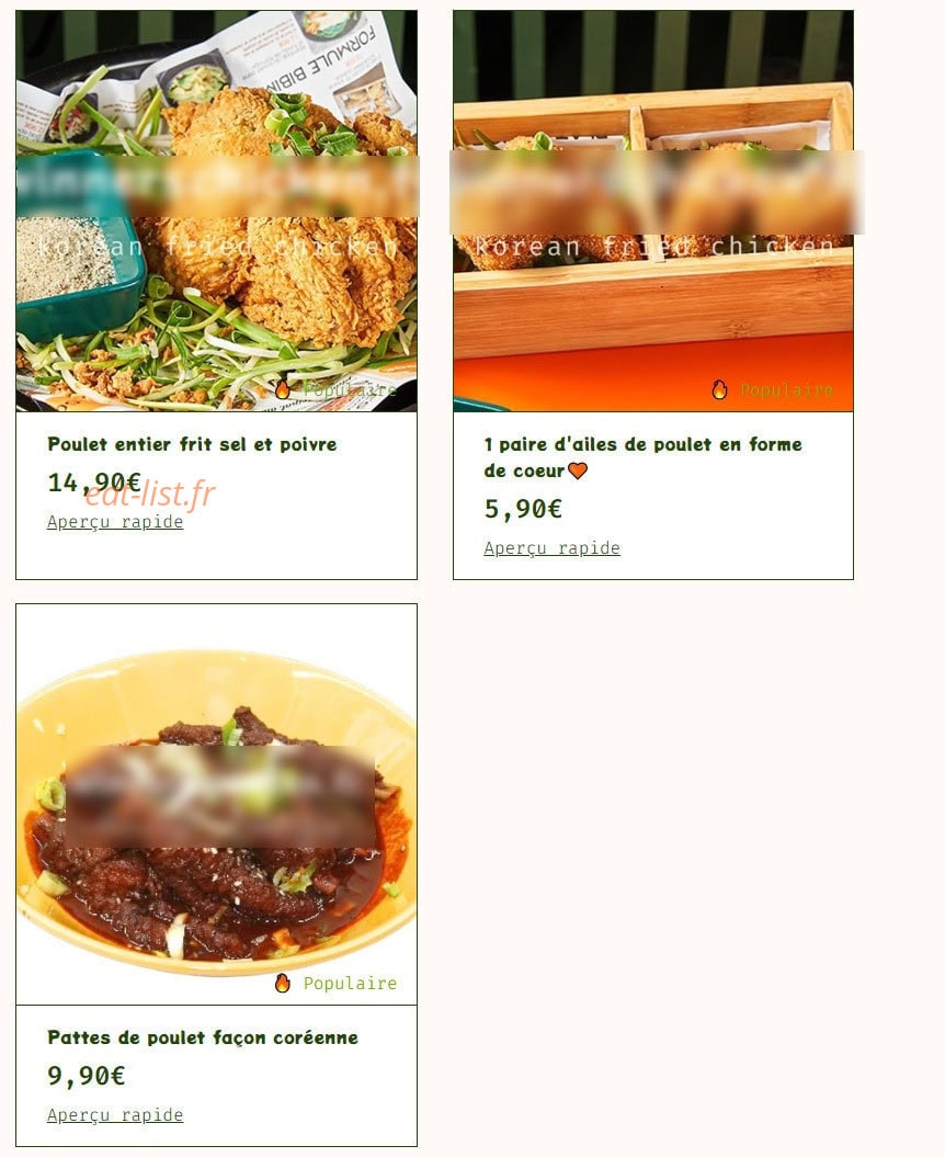 Winner's Chicken — carte page 2