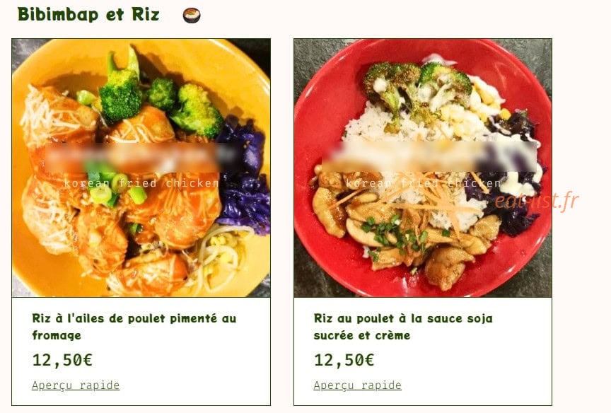Winner's Chicken — carte page 9