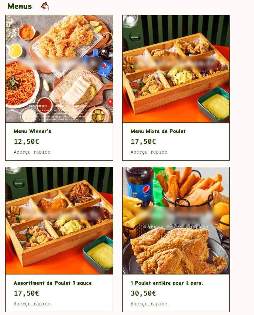 Winner's Chicken — carte page 3