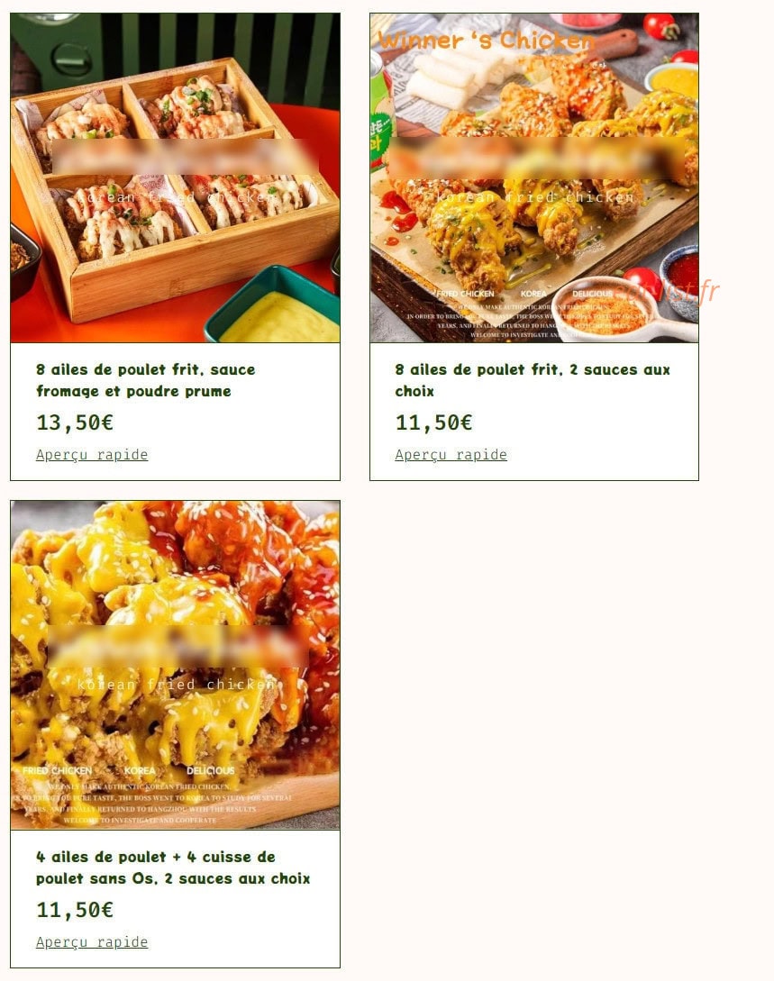 Winner's Chicken — carte page 5