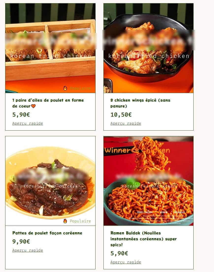 Winner's Chicken — carte page 7