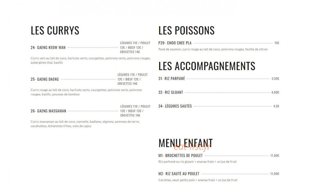 Yaai Thaï — carte page 3