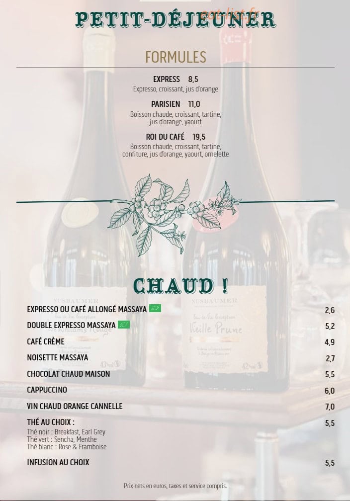 Au Roi du Café — carte page 15