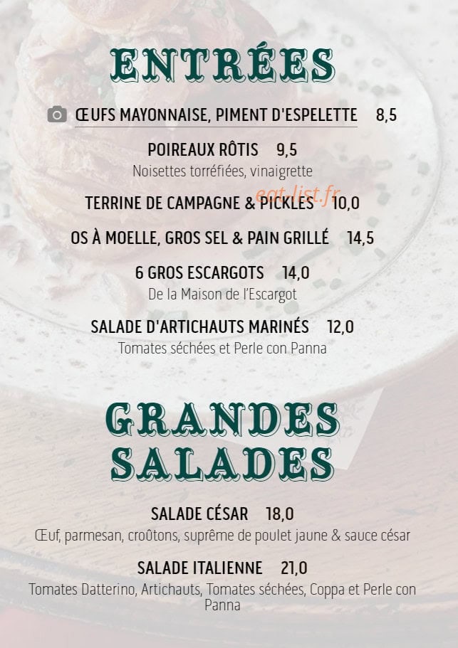 Au Roi du Café — carte page 1