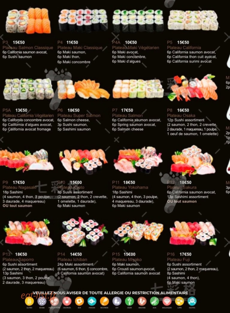 Aux petits sushi — carte page 2