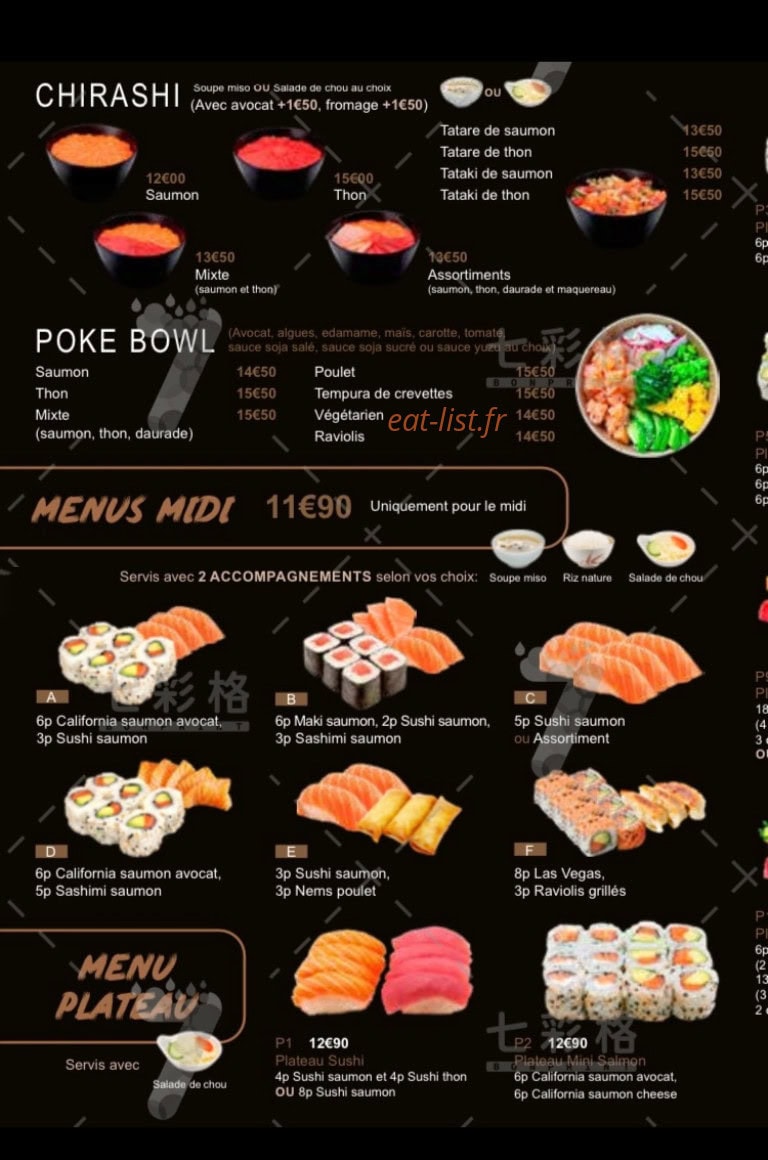 Aux petits sushi — carte page 1